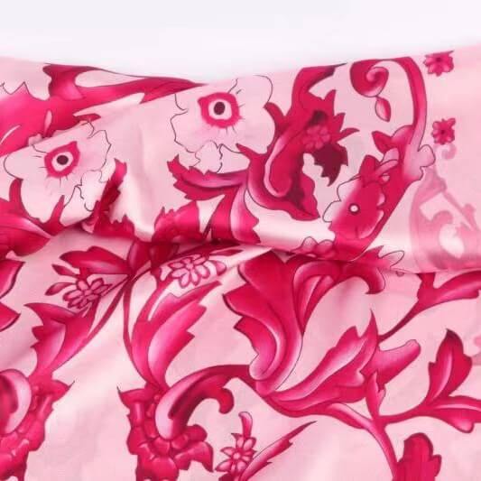 Vshine Silk and Shine Fashion Accessories|Silk Scarf Collection| Blossom Range|Floral Power Design|Pink|Long Silk Scarf
