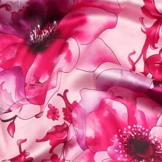 Vshine Silk and Shine Fashion Accessories|Silk Scarf Collections| Blossom Range|Floral Power Design|Pink|Long Silk Scarf