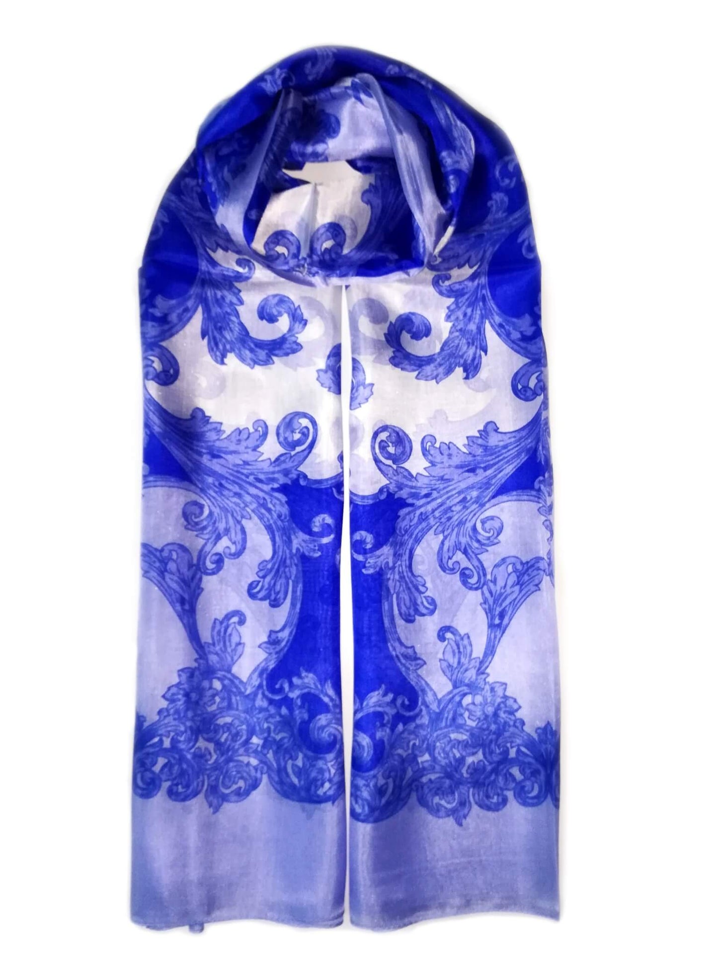 Large Silk Scarf Porcelain Blue - Vshine Silk and Shine Fashion Accessories