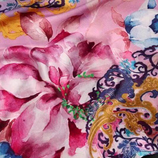 Silk Scarf Collecitons|Blossom Range|Oriental Design|Purple|Long Silk Scarf - Vshine Silk and Shine 