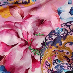 Silk Scarf Collecitons|Blossom Range|Oriental Design|Purple|Long Silk Scarf - Vshine Silk and Shine 