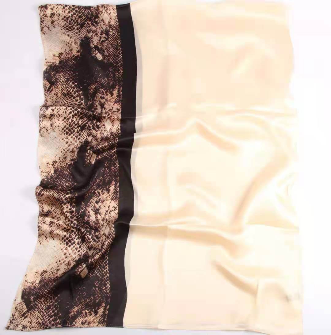 Rainbow Range| Large Silk Scarf Python Print Natural - Vshine Silk and Shine 