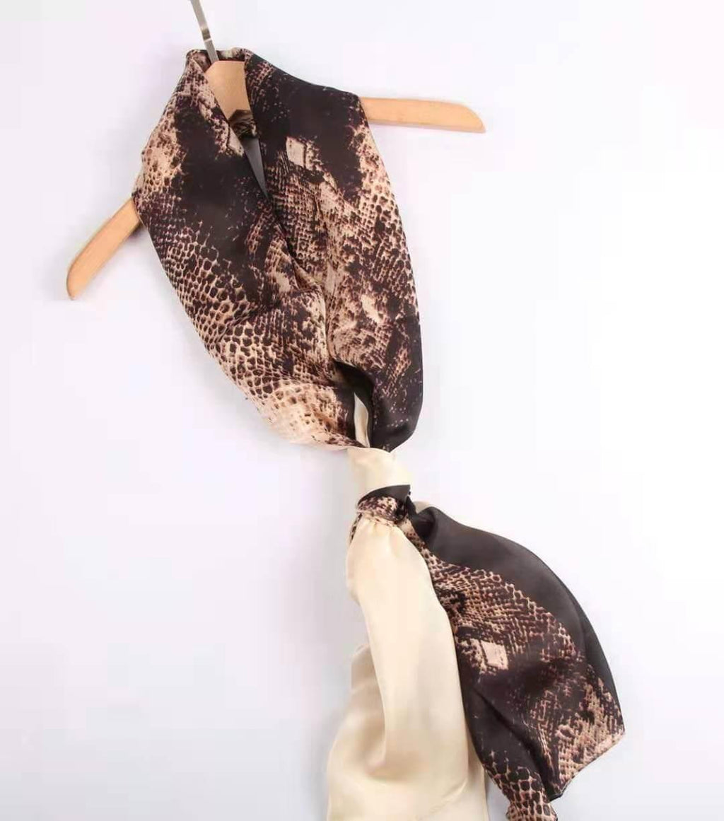 Rainbow Range| Large Silk Scarf Python Print Natural - Vshine Silk and Shine 