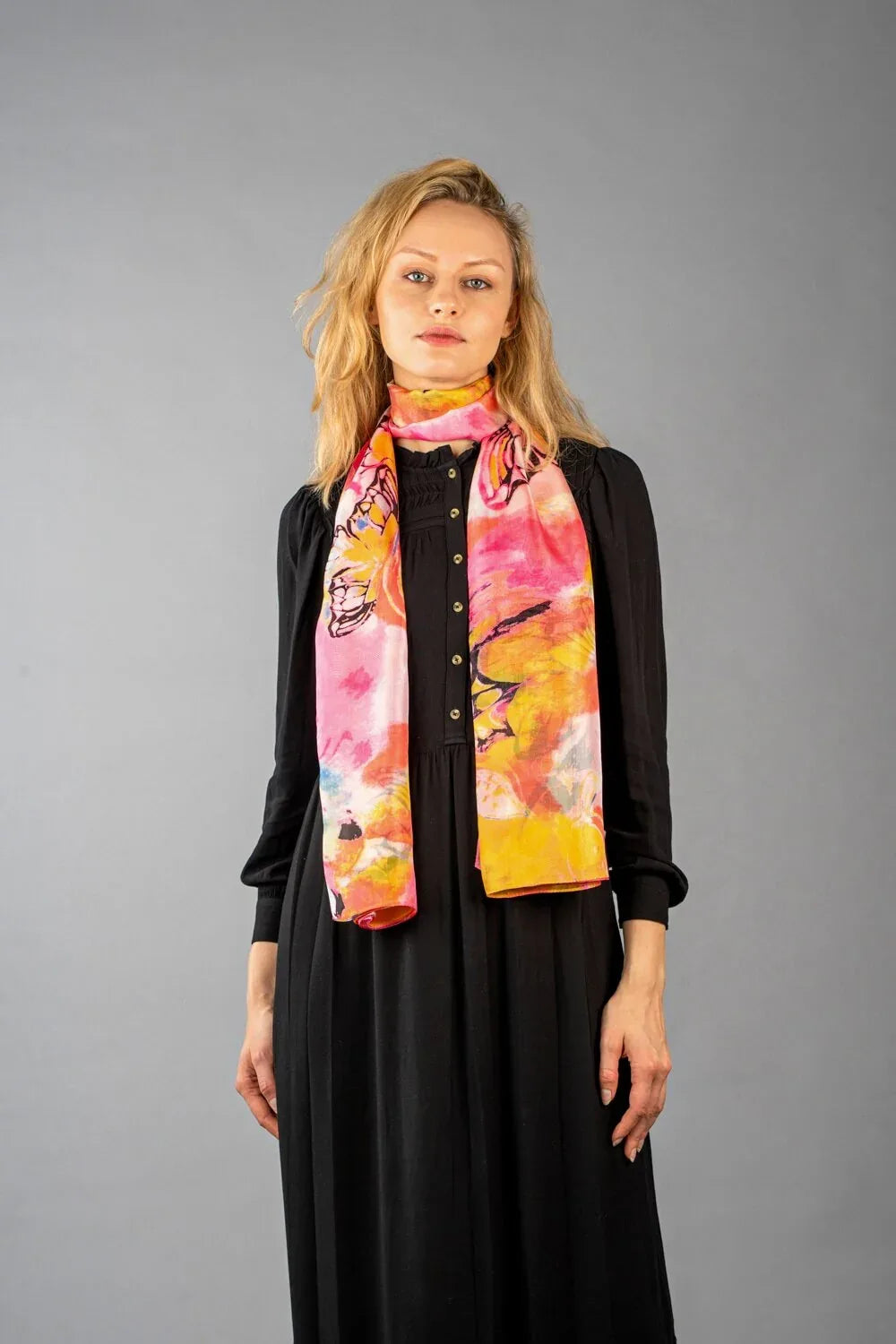 Rainbow Range| Large Silk Scarf Butterfly Pink - Vshine Silk and Shine 