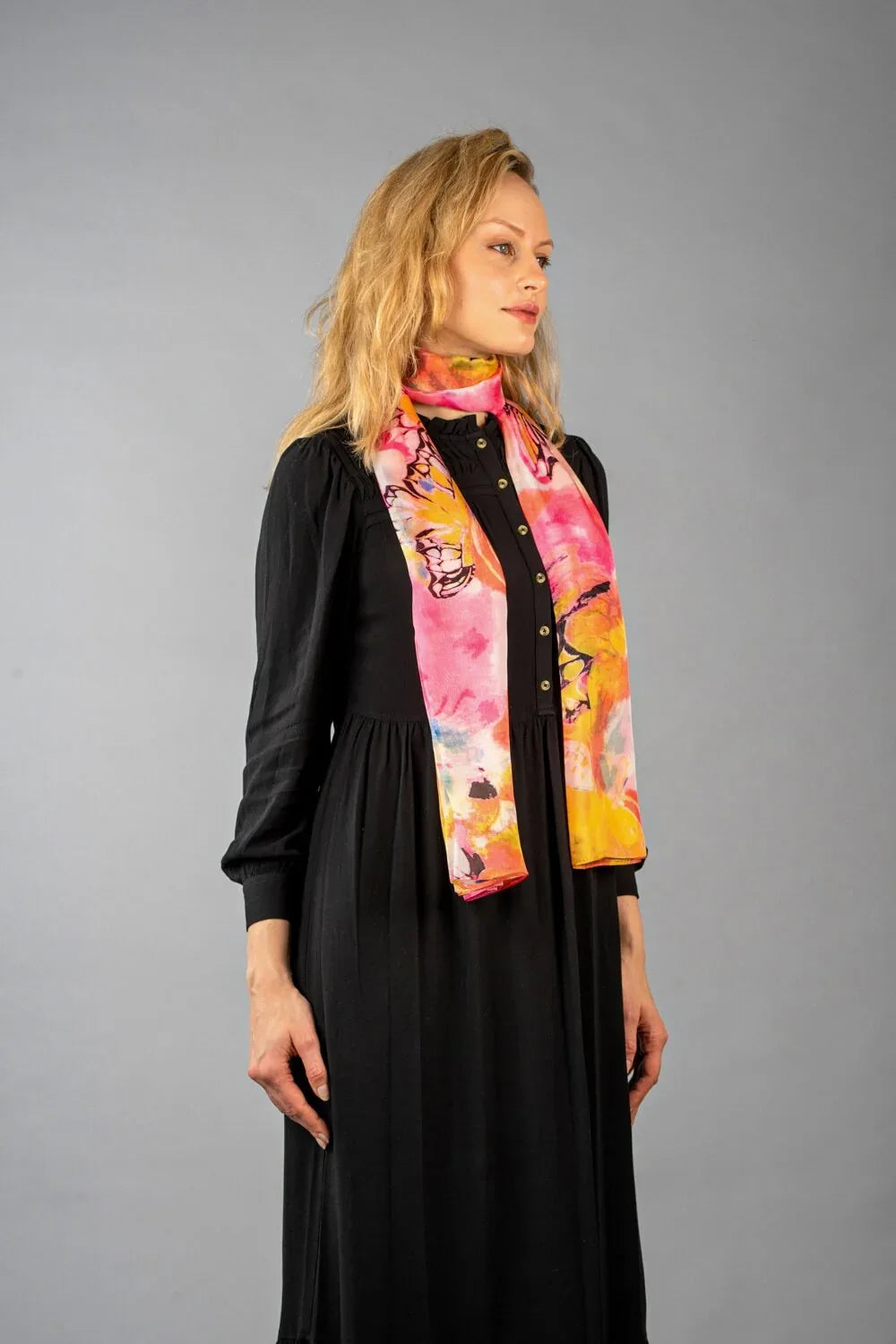 Rainbow Range| Large Silk Scarf Butterfly Pink - Vshine Silk and Shine 