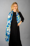 Rainbow Range| Large Silk Scarf Iris Blue - Vshine Silk and Shine 