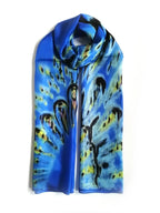 Rainbow Range| Large Silk Scarf Peacock Royal Blue - Vshine Silk and Shine 