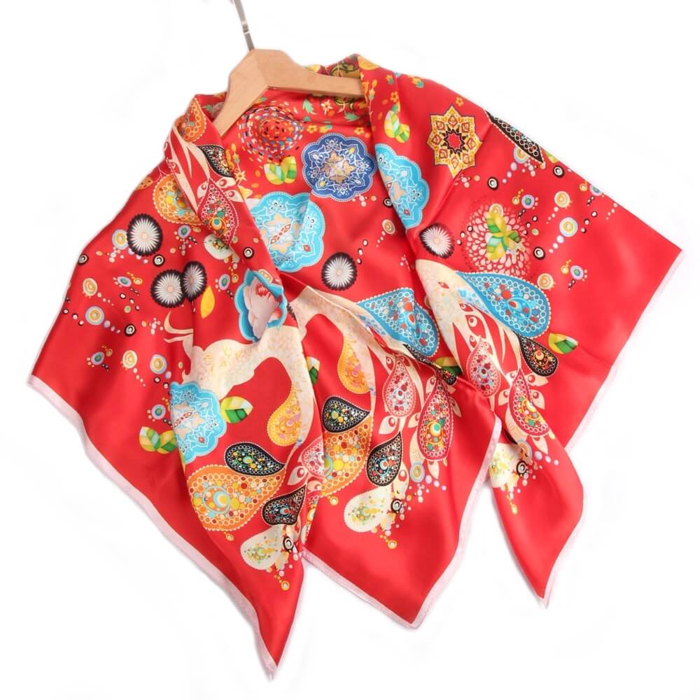 Vshine Silk and Shine Limited Edition Extra Large Silk Scarf Red