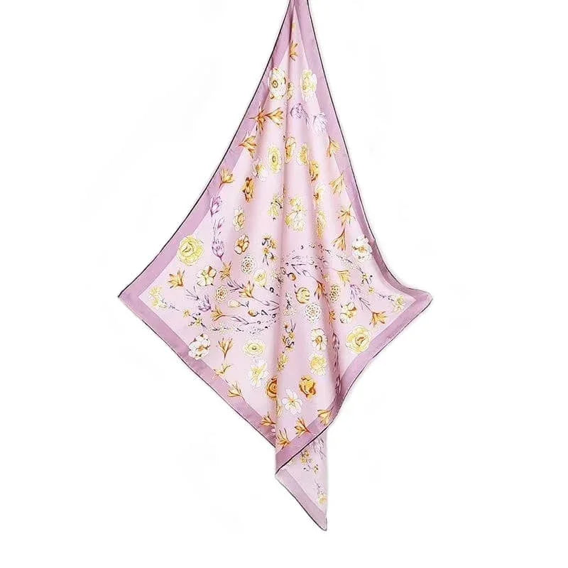 Large Square Twill Silk Scarf Spring Blossom Pink - Vshine Silk and Shine 