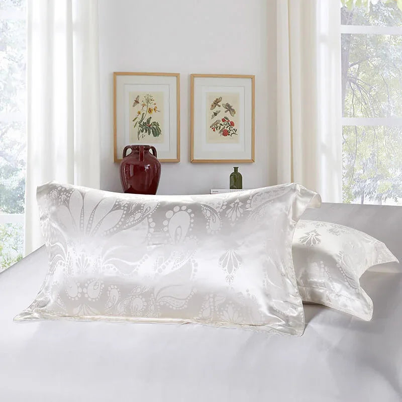 Luxury Silk and Shine Bedding Set Pure Lux Snow White - Vshine Silk and Shine 