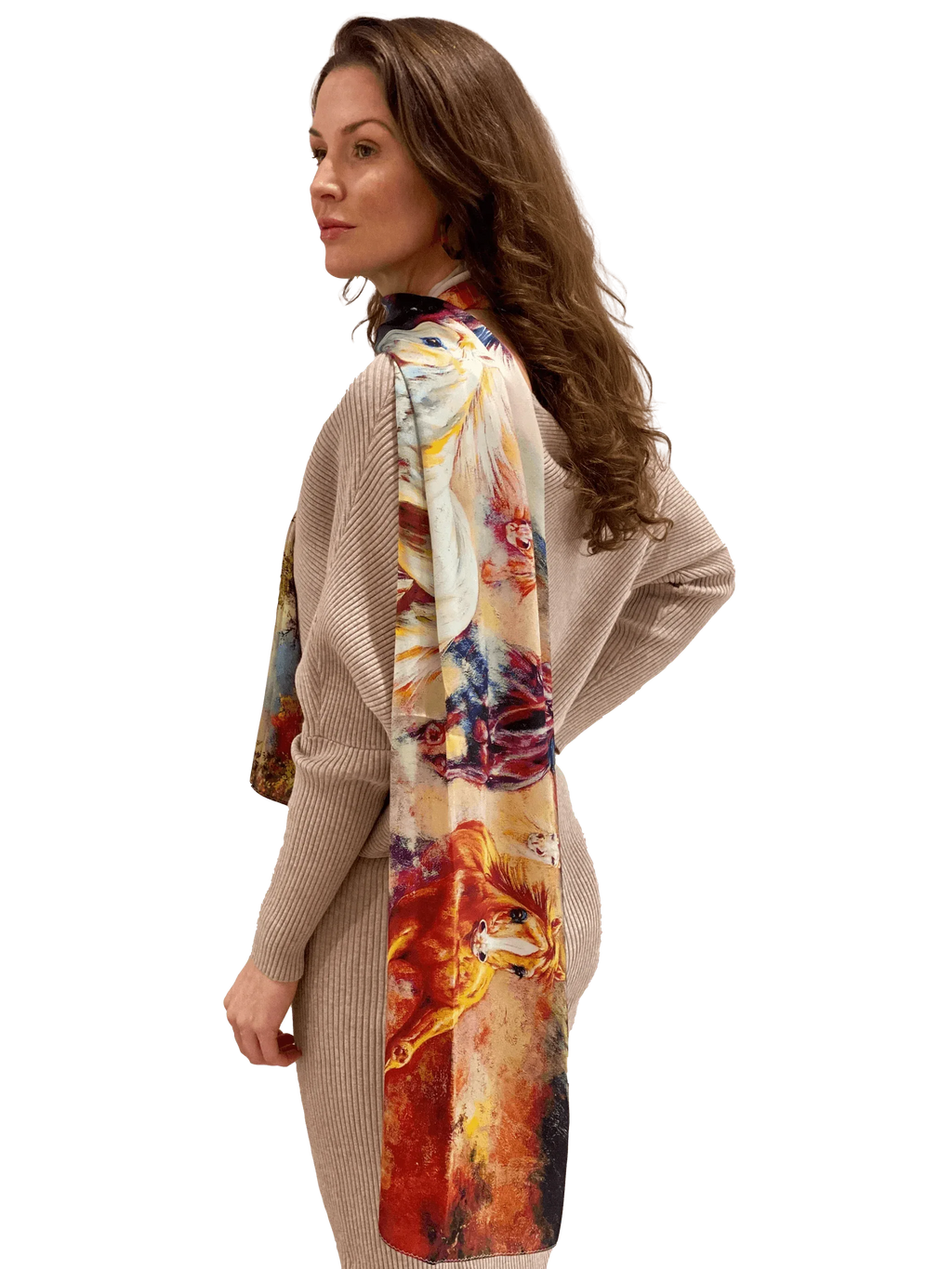 Blossom Range|Horse Racing Scarf|Multicolour|Long Silk Scarf - Vshine Silk and Shine 