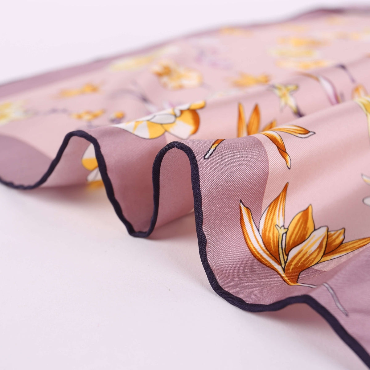 Vshine Silk and Shine Large Square Twill Silk Scarf Spring Blossom Pink