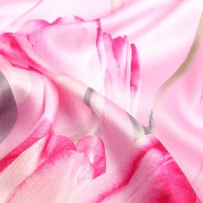 Vshine Silk and Shine Fashion Accessories|Silk Scarf Collections|Blossom Range|Tulip Design|Pink|Long Silk Scarf