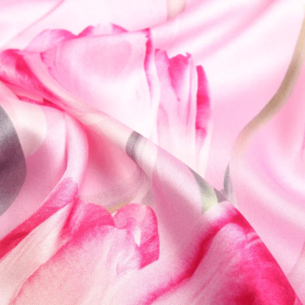 Silk Scarf Collections|Blossom Range|Tulip Design|Pink|Long Silk Scarf - Vshine Silk and Shine 
