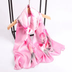 Silk Scarf Collections|Blossom Range|Tulip Design|Pink|Long Silk Scarf - Vshine Silk and Shine 