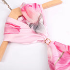 Silk Scarf Collections|Blossom Range|Tulip Design|Pink|Long Silk Scarf - Vshine Silk and Shine 