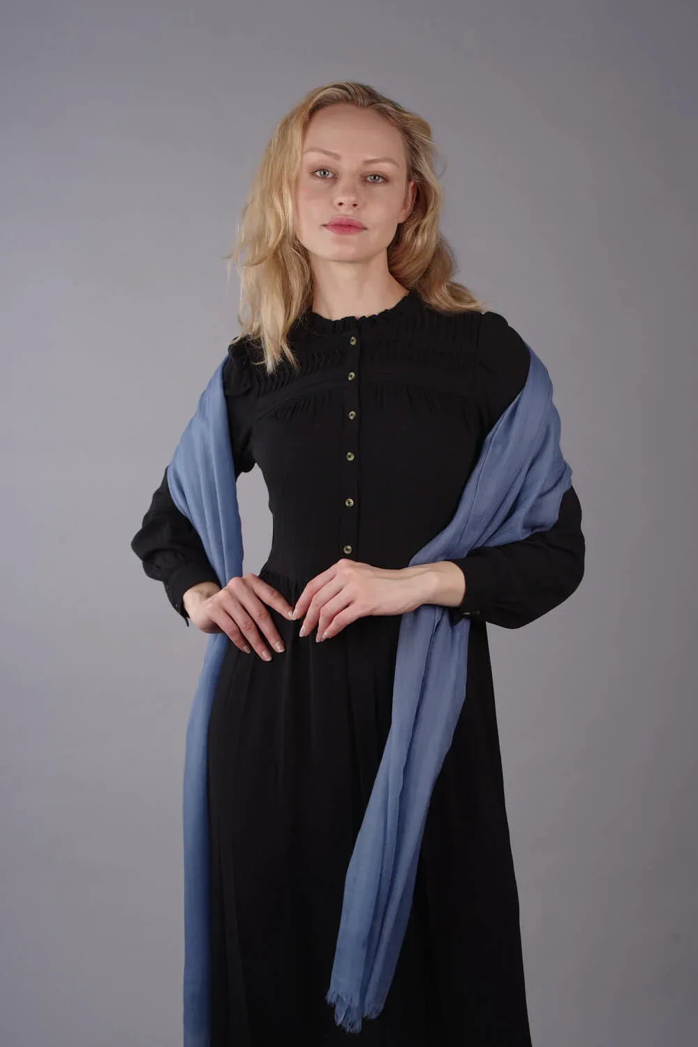 Extra Large Finest Cashmere Shawl Light Misty Blue - Vshine Silk and Shine 