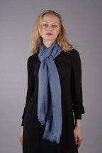 Extra Large Finest Cashmere Shawl Light Misty Blue - Vshine Silk and Shine 