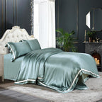 Luxury Silk and Shine Bedding Set Pure Lux Neutral Tone Duckegg - Vshine Silk and Shine 
