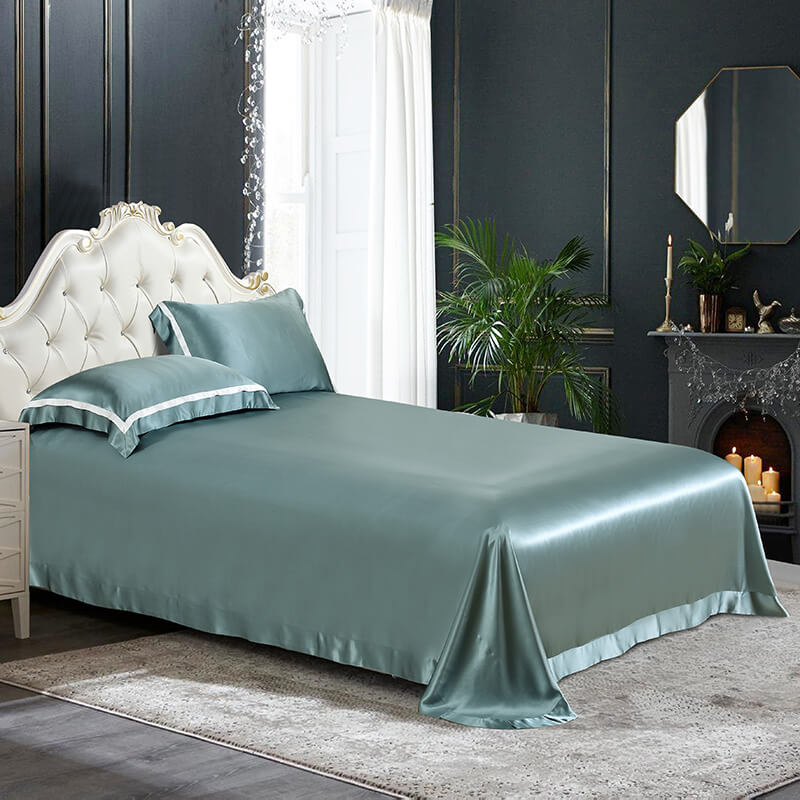 Luxury Silk and Shine Bedding Set Pure Lux Neutral Tone Duckegg - Vshine Silk and Shine 