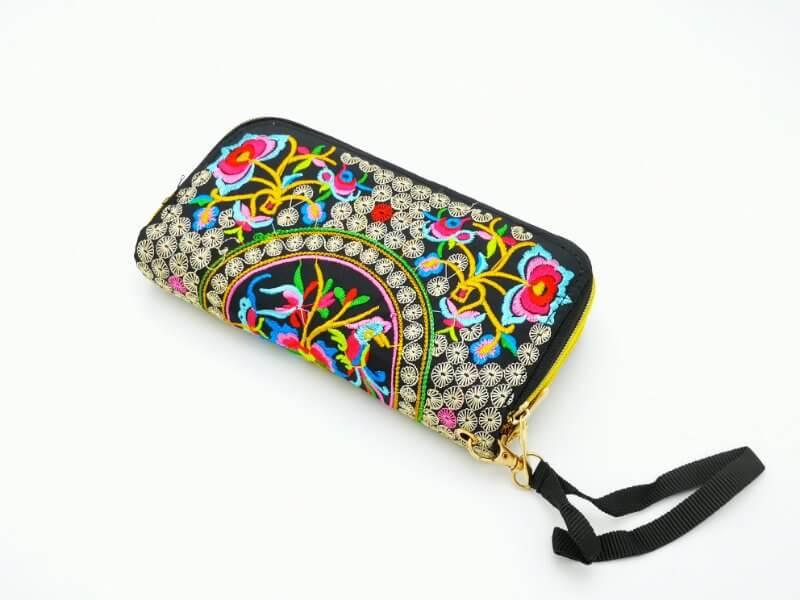 Machine stitched wallets with zipped compartments pink - Vshine Silk and Shine 