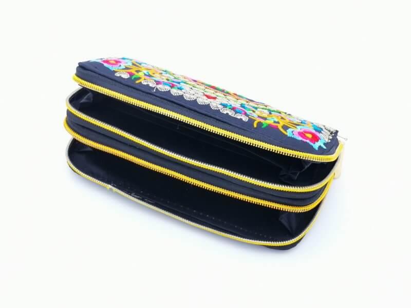 Machine stitched wallets with zipped compartments pink - Vshine Silk and Shine 